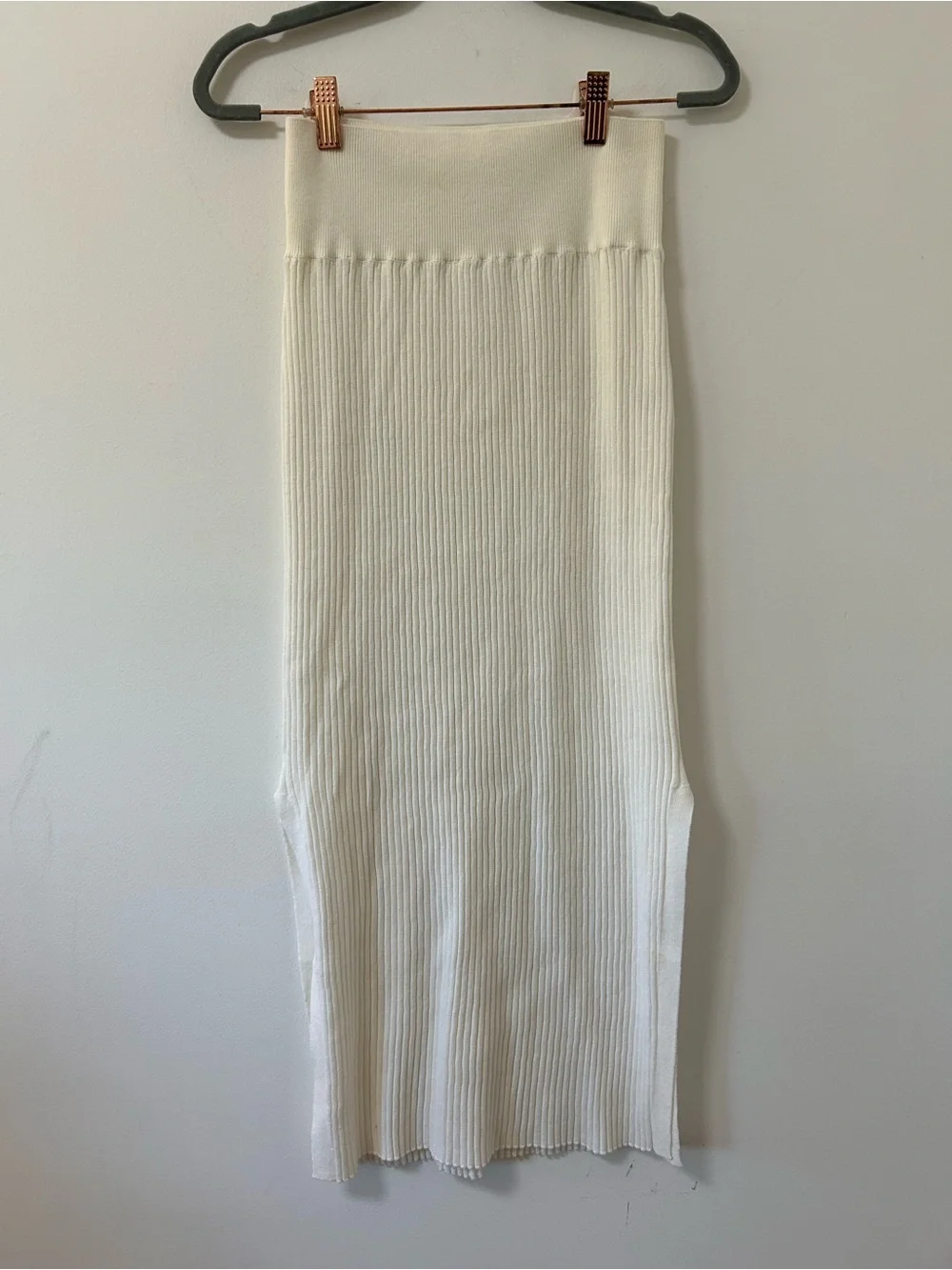Named cashmere Cream Ribbed Knit Pencil Midi Skirt small - Picture 1 of 8